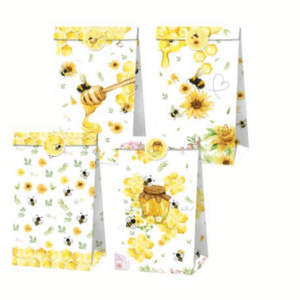 Party Favor Bags with Stickers - Honey Bee Theme - 12 Bags