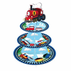 Kids Birthday Party 3 Tier Cupcake Stand - Train