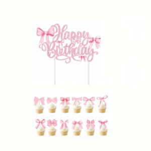 Bow Themed Cake and Cupcake Topper Set (Set of 13)