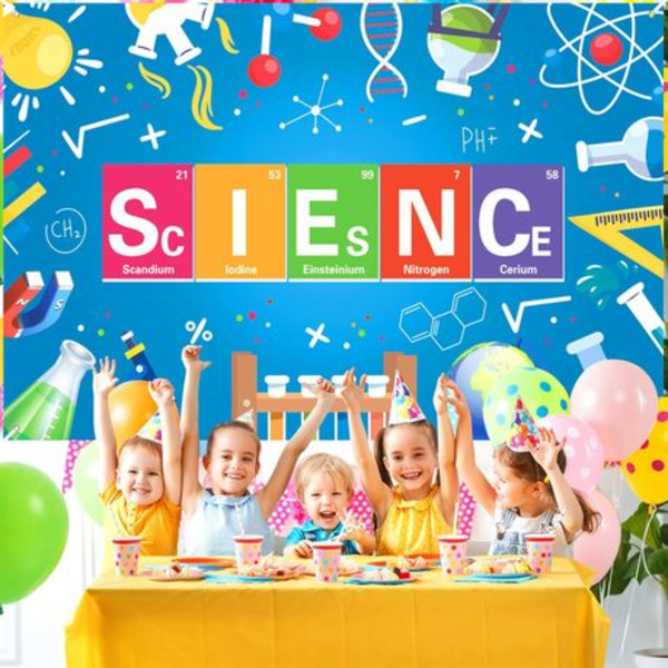 Small Kids Birthday Party Table and Photography Backdrop -Science, Small Kids Birthday Party Table and Photography Backdrop -Science