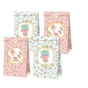 Party Favor Bags with Stickers - Tea Party Theme - 12 Bags