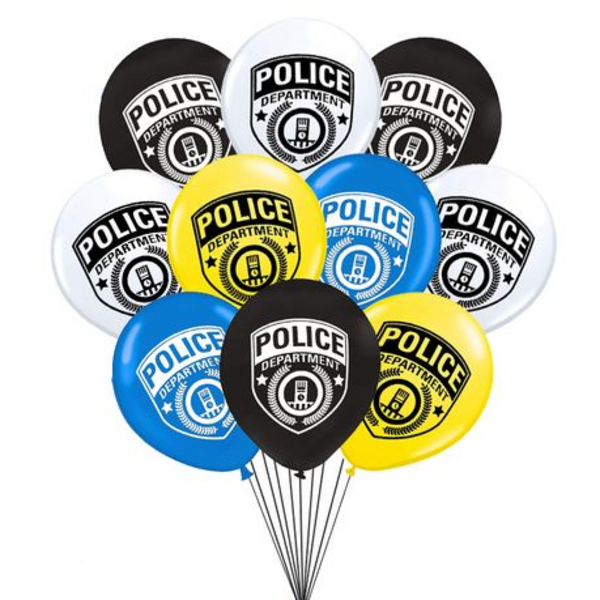 Police Print Latex Balloons Set - 10 Balloons, Police Print Latex Balloons Set – 10 Balloons