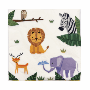 White Safari Wild Animals Napkins (20 Napkins)