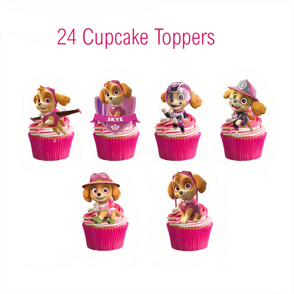 Paw Patrol Themed Cake and Cupcake Topper Set, Paw Patrol Themed Cake and Cupcake Topper Set – Pink (Set of 25)