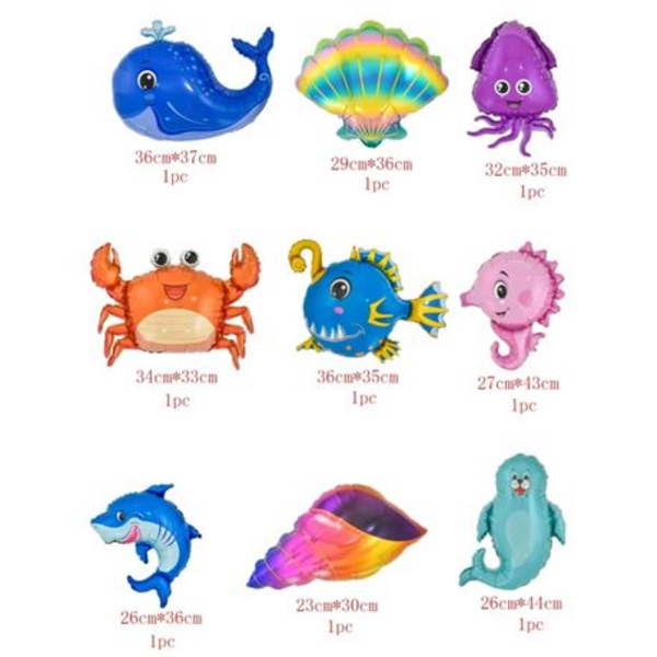Party Foil Balloon Set of 9 - Ocean Theme, Party Foil Balloon Set of 9 – Ocean Theme