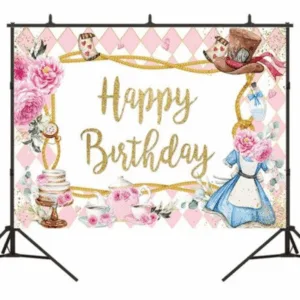 Kids Birthday Party Table and Photography Backdrop -M(Alice in Wonderland)