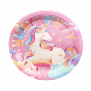 Pastel Rainbow Unicorn Large Paper Plates (8 Plates)