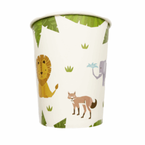 White Safari Wild Animals Paper Cups (10 Cups)