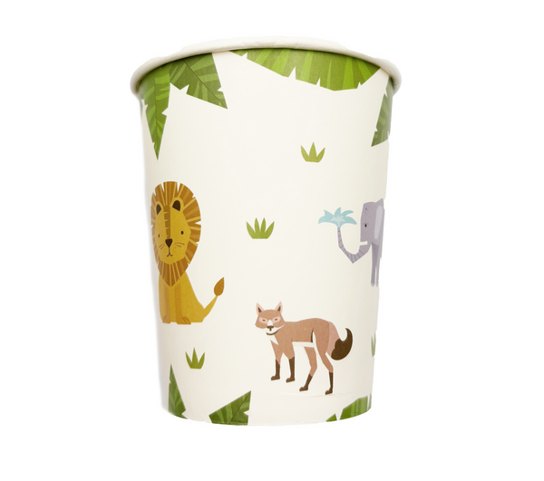 White Safari Wild Animals Paper Cups, White Safari Wild Animals Paper Cups (10 Cups)