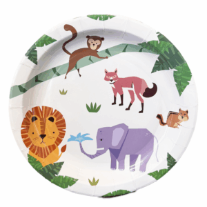 White Safari Wild Animals Small Paper Plates (10 Plates)