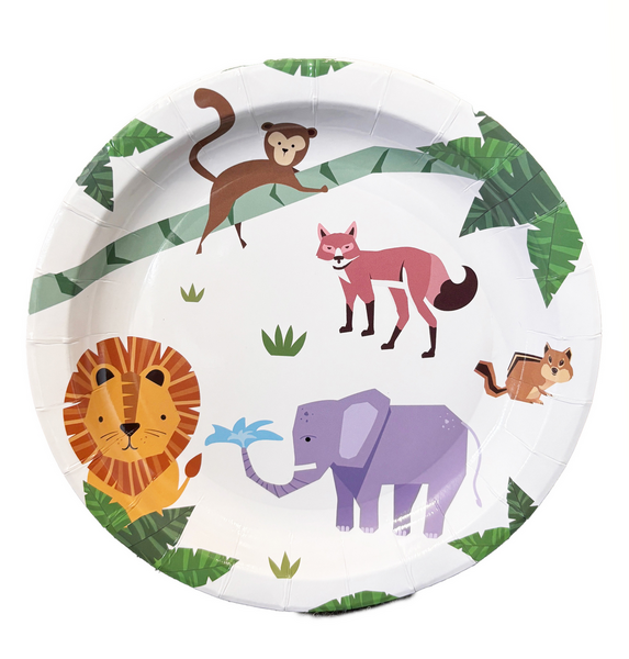 White Safari Wild Animals Small Paper Plates, White Safari Wild Animals Small Paper Plates (10 Plates)