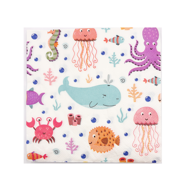 Pastel Ocean Themed Napkins, Pastel Ocean Themed Napkins (20 Napkins)