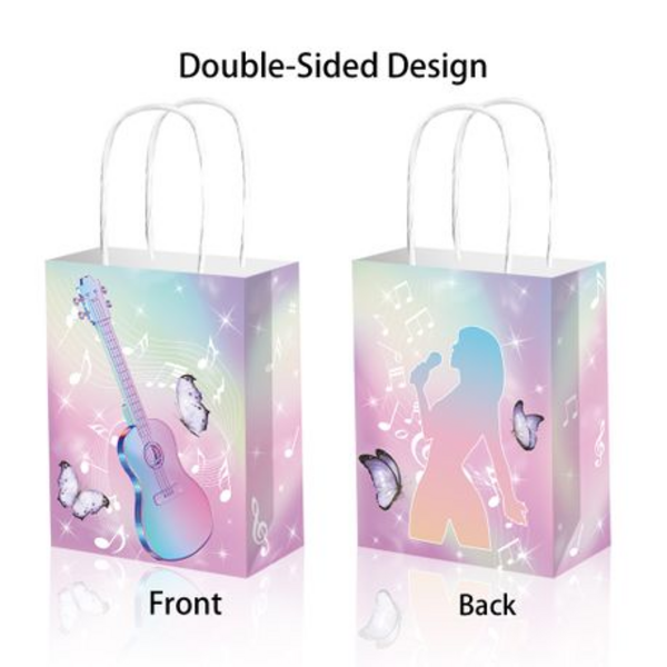 Taylor Swift / Music Party Favor Bags, Party Favor Bags with Handles – Taylor Swift Theme – 12 Bags