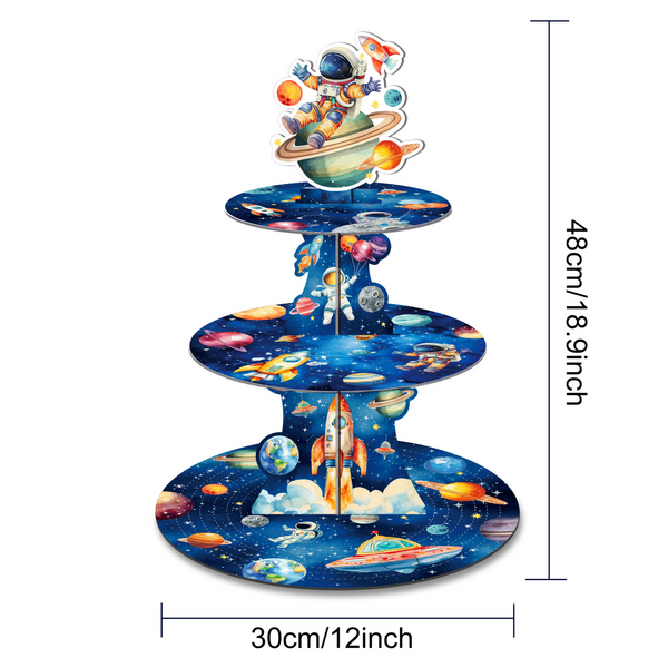 Kids 3 Tier Cupcake Stand - Space, Kids 3 Tier Cupcake Stand – Space