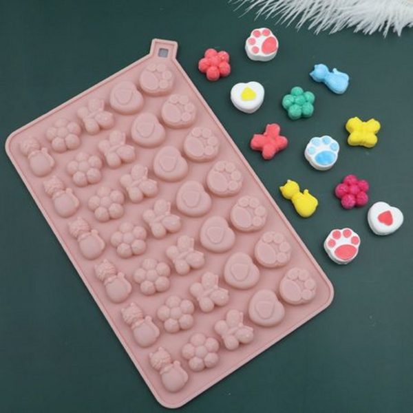 Variety Silicone Mold - Paw, Heart, Butterfly, Flower and Cat, Variety Silicone Mold – Paw, Heart, Butterfly, Flower and Cat