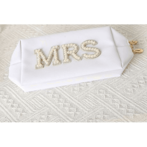 Pearl Detail Mrs Make-Up Bag, Pearl Detail Mrs Make-Up Cosmetics Bag