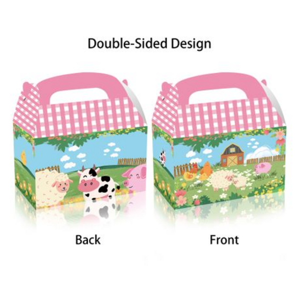Party Favor Boxes - Pink Farm Theme (12 Boxes), Party Favor Boxes – Pink Farm Theme (12 Boxes)