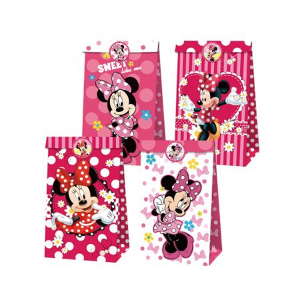Party Favor Bags with Stickers - Minnie Mouse Theme - 12 Bags, Party Favor Bags with Stickers – Minnie Mouse Theme – 12 Bags