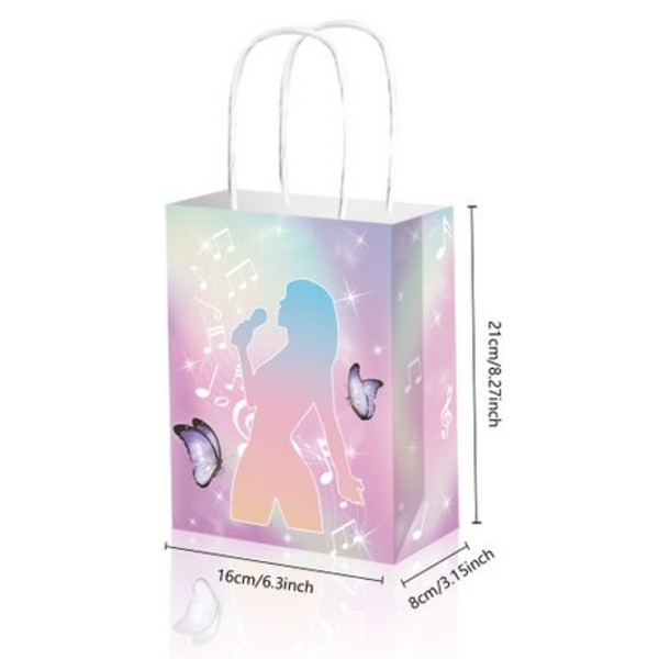 Taylor Swift / Music Party Favor Bags, Party Favor Bags with Handles – Taylor Swift Theme – 12 Bags