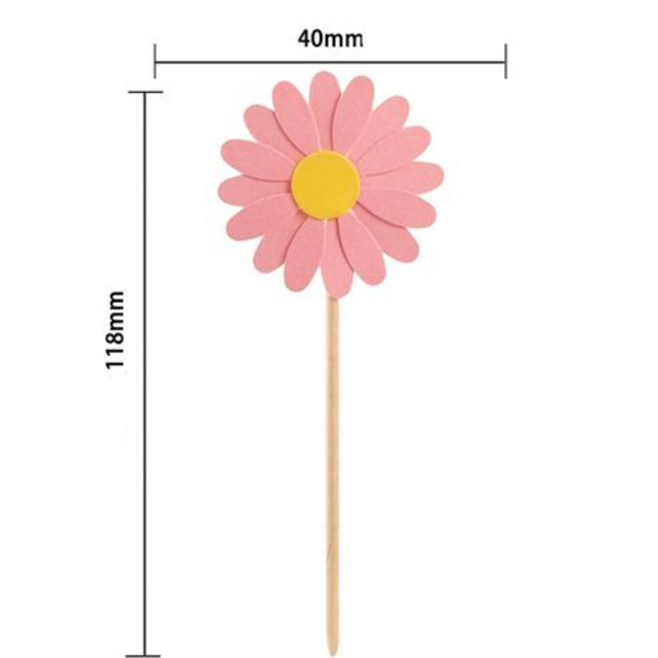 Daisy Cupcake Toppers - Pink (24 Toppers), Daisy Cupcake Toppers – Pink (24 Toppers)