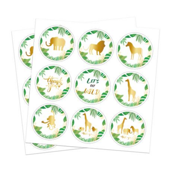 Party Favor Bags with Stickers - Lets Get Wild Safari Theme - 12 Bags, Party Favor Bags with Stickers – Lets Get Wild Safari Theme – 12 Bags