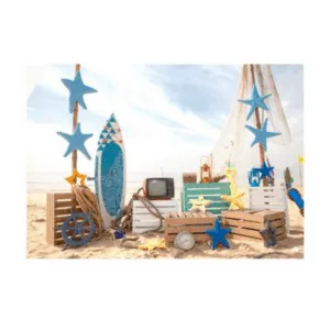 Kids Birthday Party Table and Photography Backdrop - Beach Surfing Theme