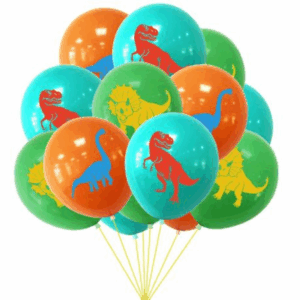 Multicolor Dinosaur Print Latex Balloon Set - 9 Balloons