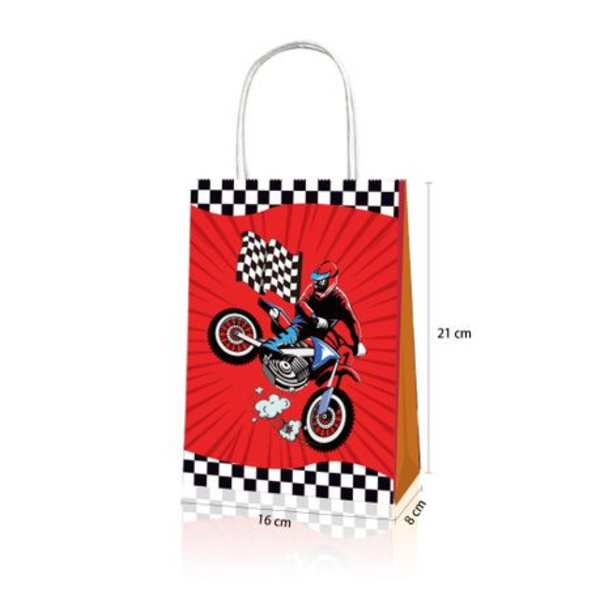 Party Favor Bags with Handles - Motocross Theme - 12 Bags, Party Favor Bags with Handles – Motocross Theme – 12 Bags