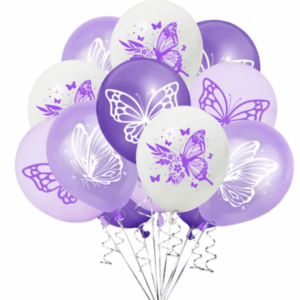 Purple Butterfly Latex Balloon Set - 12 Balloons