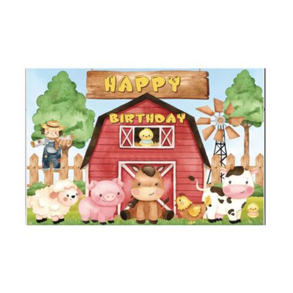 Small Kids Birthday Party Table and Photography Backdrop (Trees Barn Farm), Small Kids Birthday Party Table and Photography Backdrop (Trees Barn Farm)