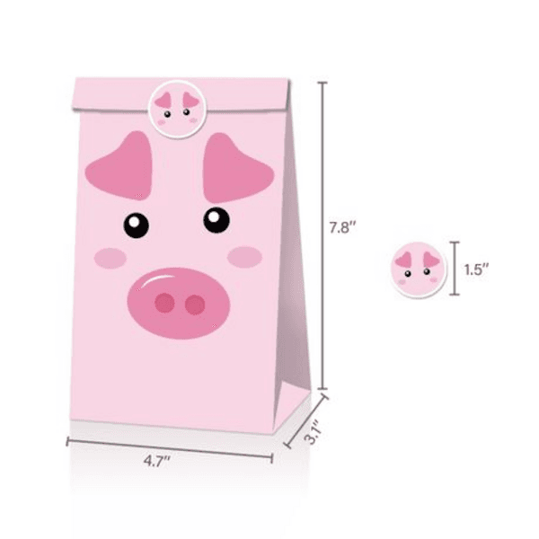Party Favor Bags with Stickers - Farm Animal Faces Theme, Party Favor Bags with Stickers – Farm Animal Faces Theme (12 Bags)