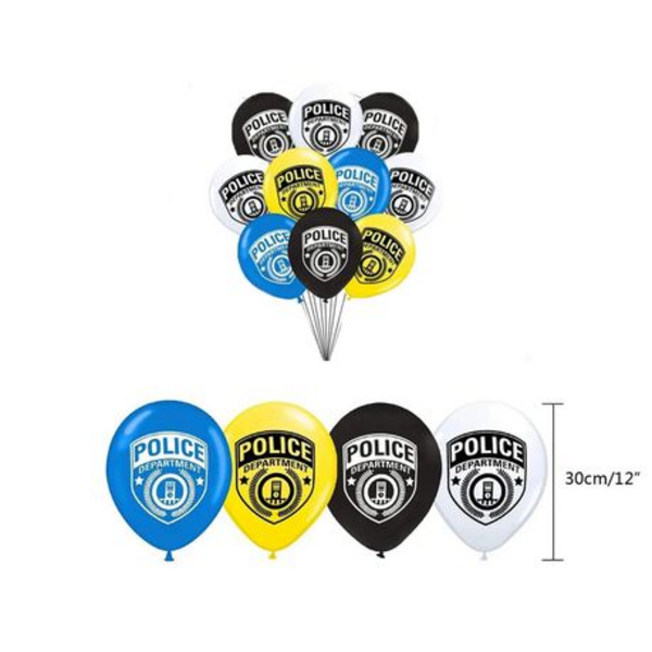 Police Print Latex Balloons Set - 10 Balloons, Police Print Latex Balloons Set – 10 Balloons
