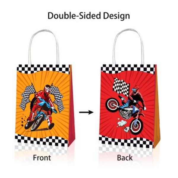 Party Favor Bags with Handles - Motocross Theme - 12 Bags, Party Favor Bags with Handles – Motocross Theme – 12 Bags