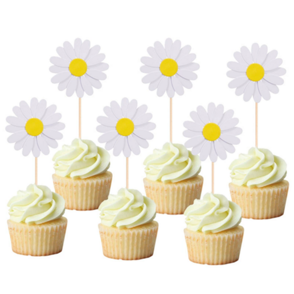 Daisy Cupcake Toppers - White (24 Toppers), Daisy Cupcake Toppers – White (24 Toppers)