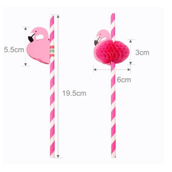 3D Flamingo Party Paper Straws (25 Straws), 3D Flamingo Party Paper Straws (25 Straws)