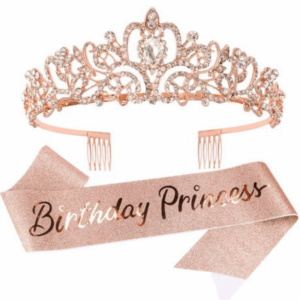Birthday Sash and Crown Set - Birthday Princess - Rose Gold