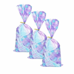 Mermaid Tail Party Favor Bags With Twist Ties - Set of 25