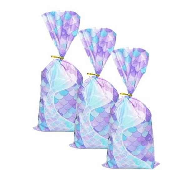 Mermaid Tail Party Favor Bags With Twist Ties - Set of 25, Mermaid Tail Party Favor Bags With Twist Ties – Set of 25