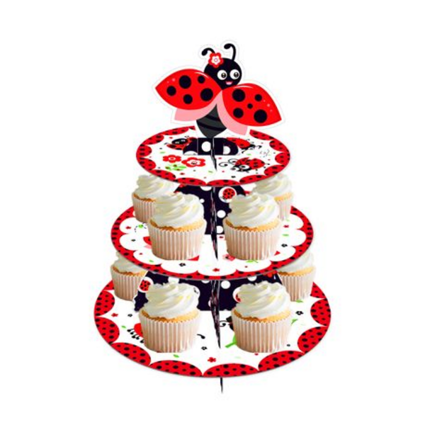Ladybug Cupcake Stand, Kids Birthday Party 3 Tier Cupcake Stand – Ladybug