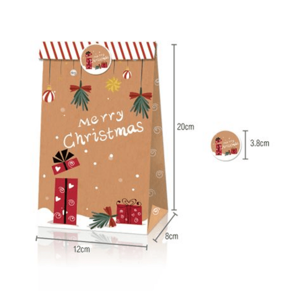 Party Favor Bags with Stickers - Christmas Theme - 12 Bags, Party Favor Bags with Stickers – Christmas Theme – 12 Bags