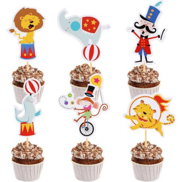 Circus Themed Cupcake Toppers, Circus Themed Cupcake Toppers (24 Toppers)