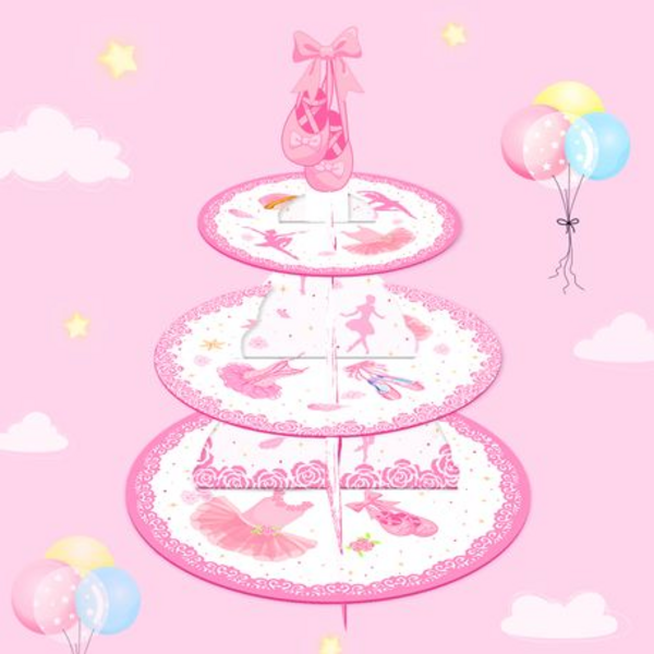 Kids Birthday Party 3 Tier Cupcake Stand - Ballet, Kids Birthday Party 3 Tier Cupcake Stand – Ballet