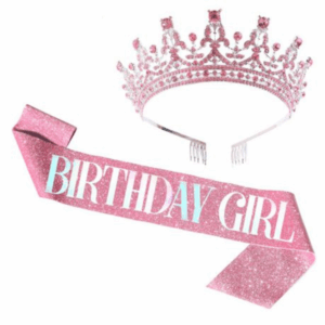 Birthday Sash and Crown Set - Birthday Girl - Pink