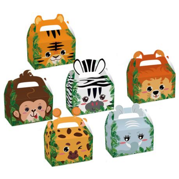 Party Favor Boxes - Wild Animal Faces Theme - 12 Boxes, Party Favor Boxes – Wild Animal Faces Theme – 12 Boxes
