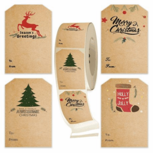 Christmas Gift Tag Stickers (Brown)