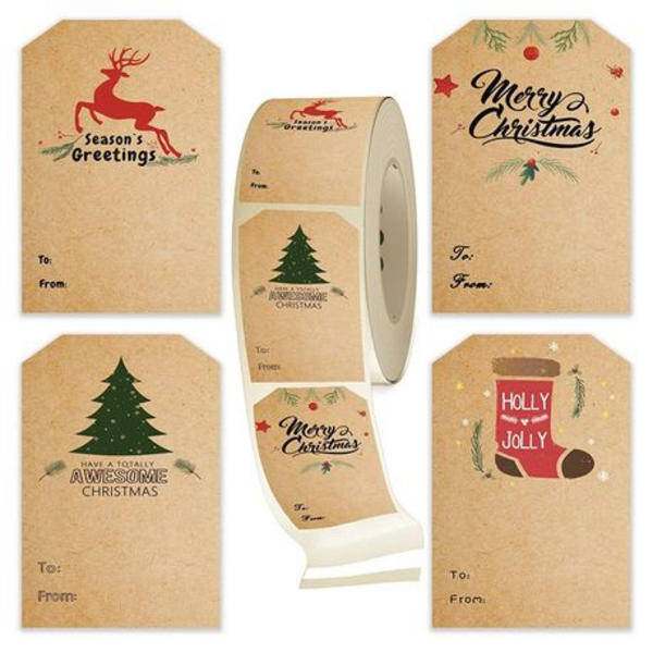 Christmas Gift Tag Stickers (Brown), Christmas Gift Tag Stickers (Brown)