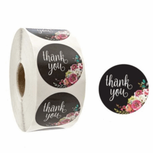 Thank You Stickers (Black Flowers)