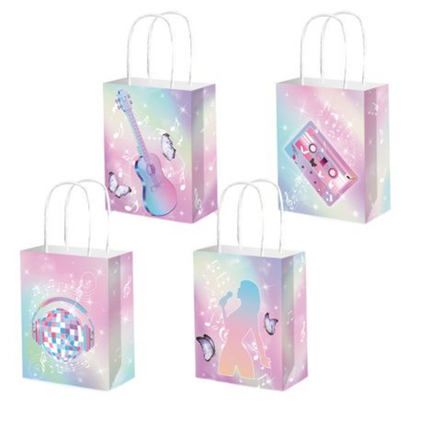 Taylor Swift / Music Party Favor Bags, Party Favor Bags with Handles – Taylor Swift Theme – 12 Bags