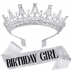 Birthday Sash and Crown Set - Birthday Girl - Silver