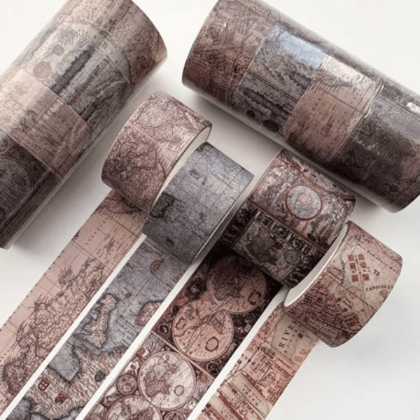Vintage Style Washi Tape - Maps (4 Rolls), Vintage Style Washi Tape – Maps (4 Rolls)